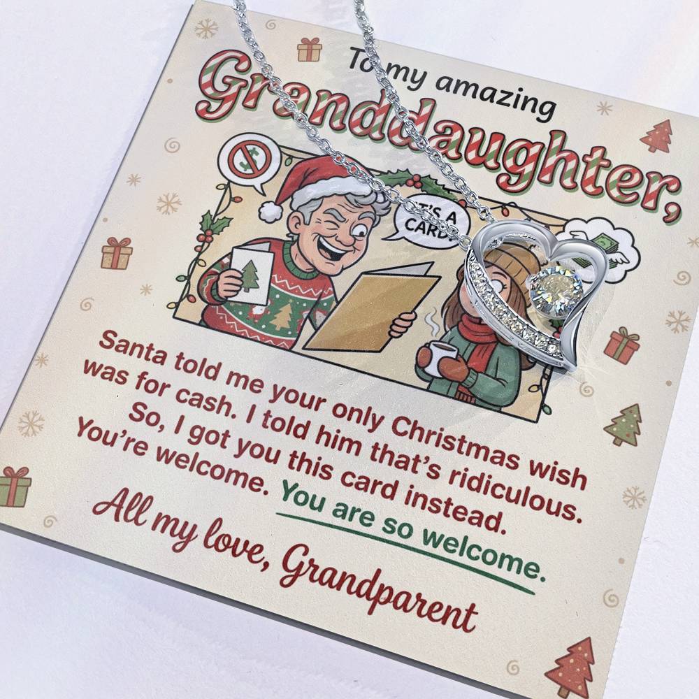 To My Granddaughter Necklace From Grandparent - Funny Christmas Gift for Her, Xmas Gift Idea from Grandparents, Love Knot Necklace-LKN20224