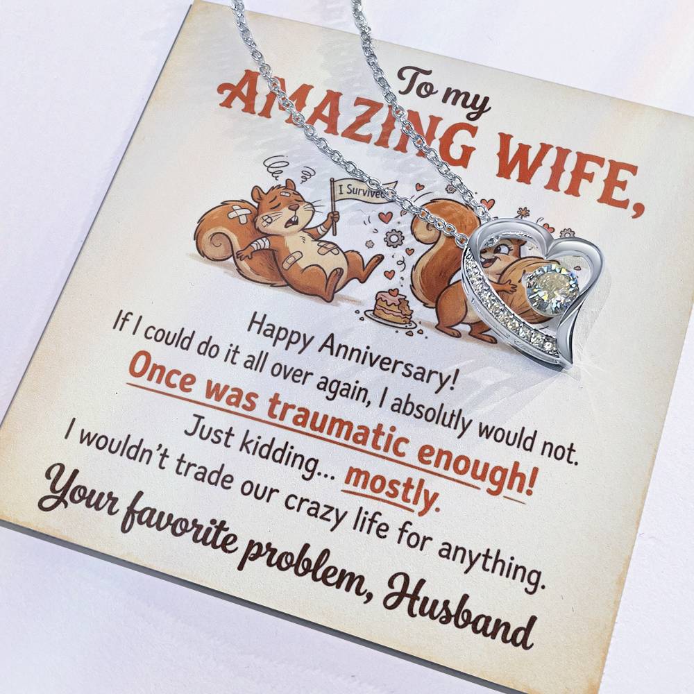 To My Wife Necklace From Husband, Funny Anniversary Gift For Her, Humorous Marriage Present, Love Knot Necklace-LKN60338