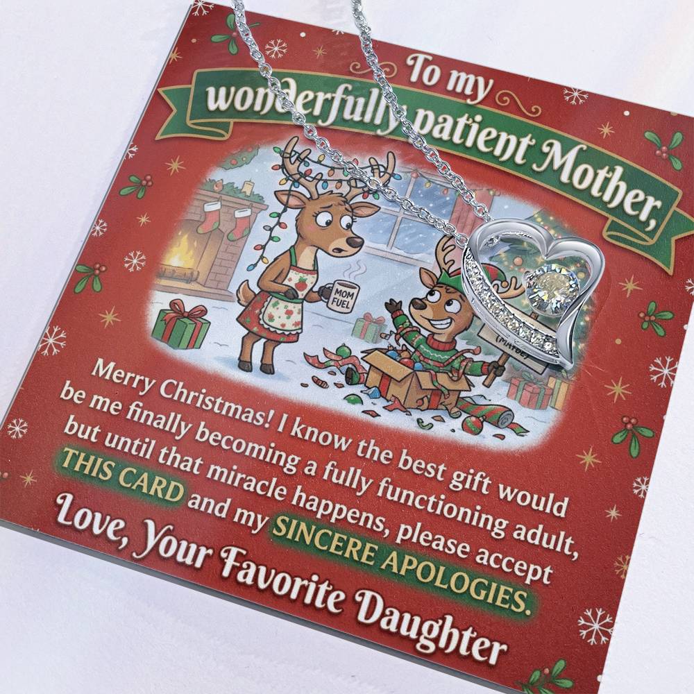 To My Mother Necklace From Daughter, Funny Christmas Gift for Mom, Adulting In Progress - Love Knot Necklace-LKN99492