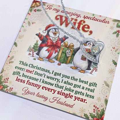 To My Wife Necklace From Husband, Funny Christmas Gift, Romantic Xmas Present for Her, Anniversary Gift, Love Knot Necklace-LKN18529