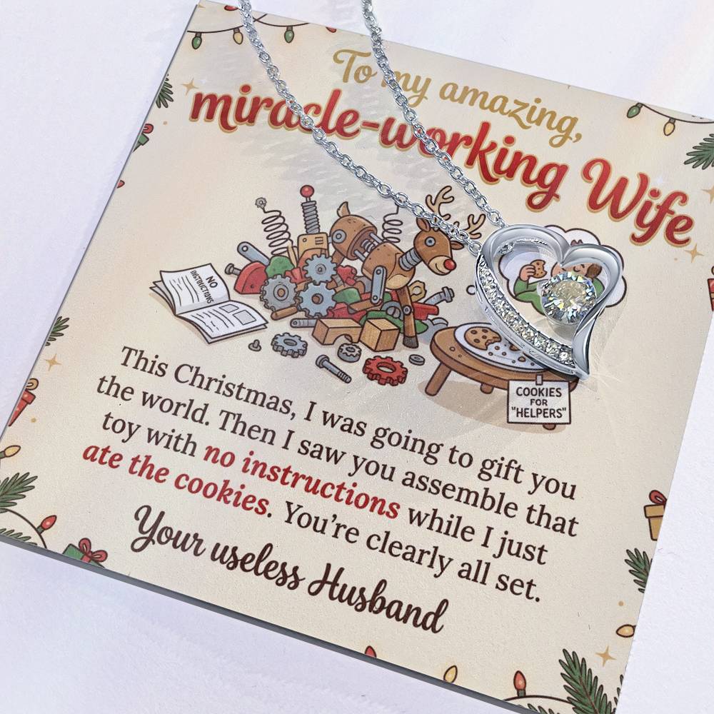 To My Wife Necklace From Husband, Funny Christmas Gift For Her, Miracle-Working Wife, Love Knot Necklace-LKN74647