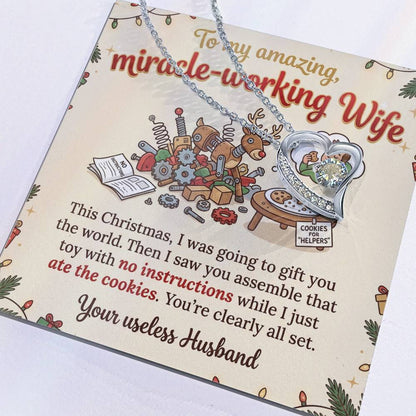To My Wife Necklace From Husband, Funny Christmas Gift For Her, Miracle-Working Wife, Love Knot Necklace-LKN74647
