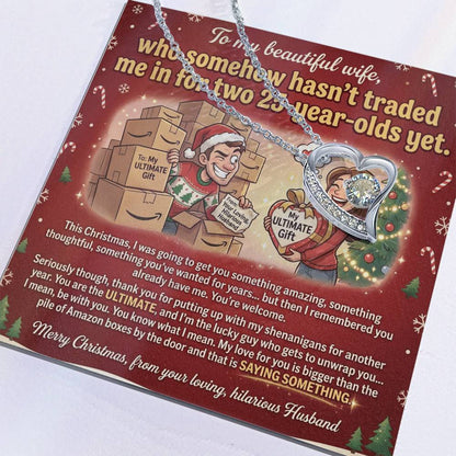 To My Wife Necklace From Husband, Funny Christmas Gift, Wife Birthday Gift, Romantic Anniversary Present - Love Knot Necklace-LKN54175