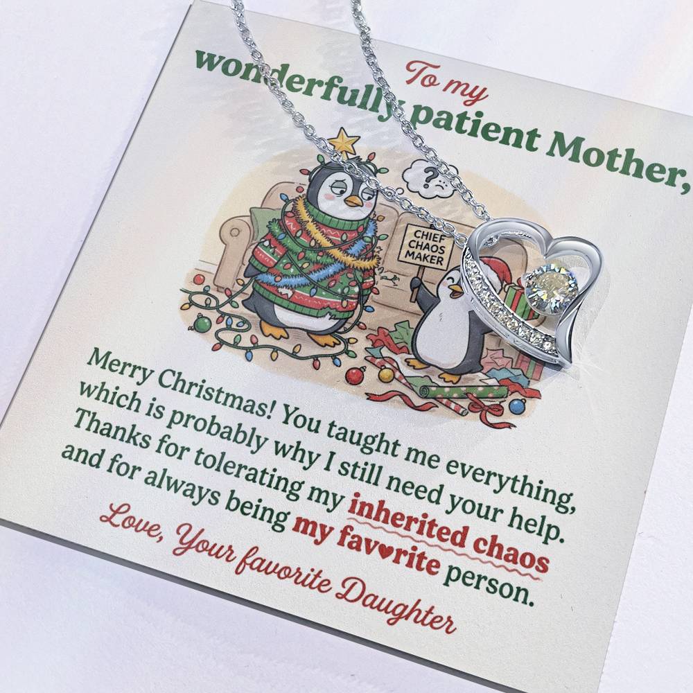 To My Mother Necklace From Daughter, Funny Christmas Gift For Mom, Holiday Present For Mother - Love Knot Necklace-LKN16282