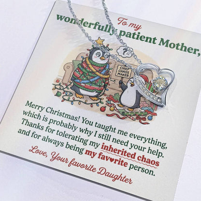 To My Mother Necklace From Daughter, Funny Christmas Gift For Mom, Holiday Present For Mother - Love Knot Necklace-LKN16282