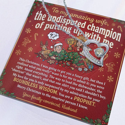 To My Wife Necklace From Husband, Funny Christmas Gift, Romantic Anniversary Present, Boundless Wisdom, Love Knot Necklace-LKN14931