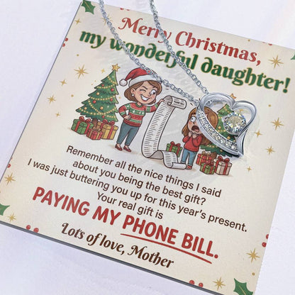 To My Daughter Necklace From Mother, Funny Christmas Gift, Sarcastic Holiday Present For Daughter From Mom, Love Knot Necklace-LKN74722