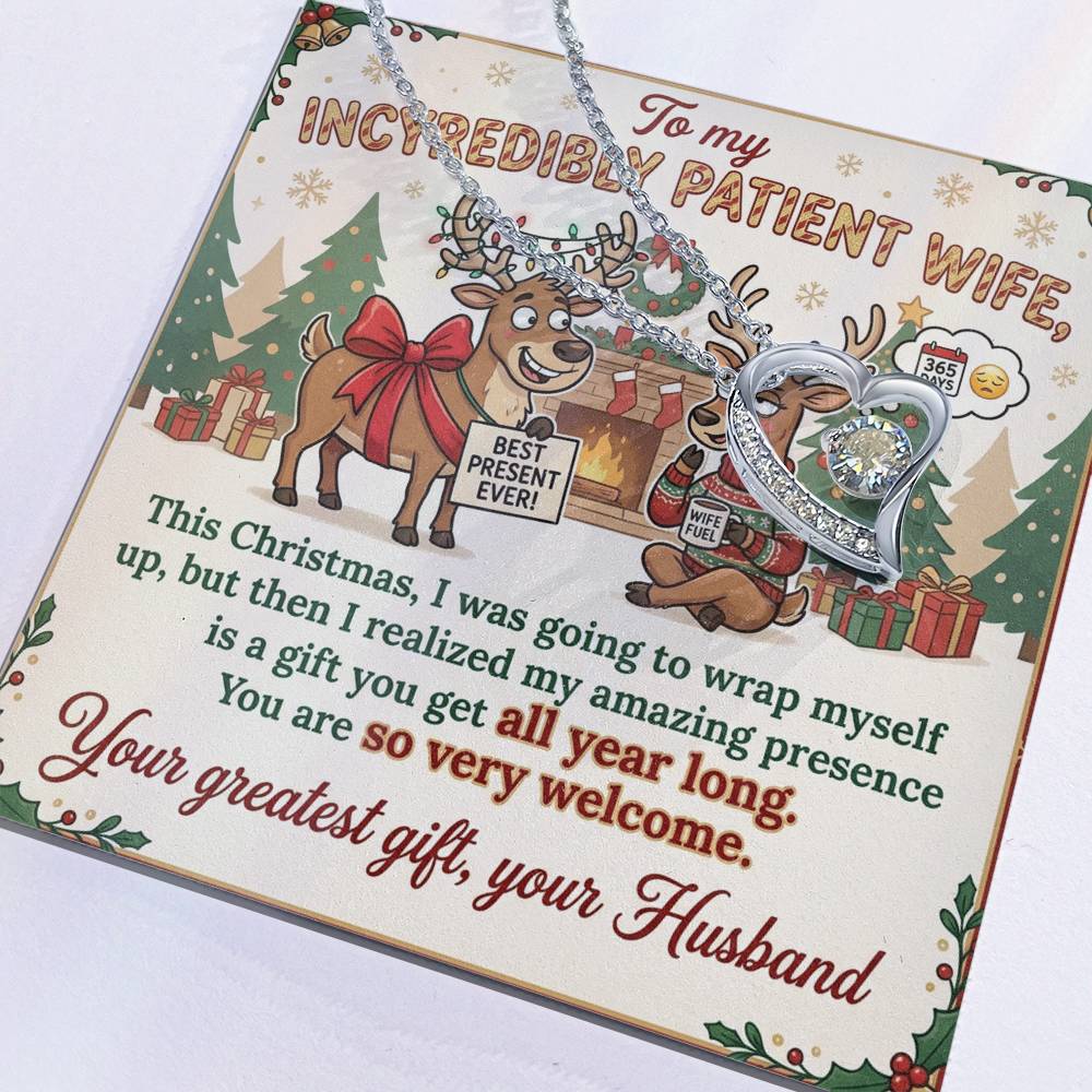 To My Wife Necklace From Husband, Funny Christmas Gift, Humorous Xmas Present for Her, Love Knot Necklace-LKN57871