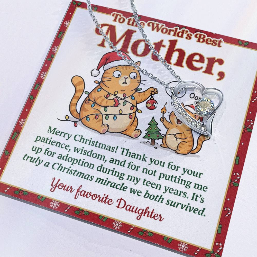 To My Mother Necklace From Daughter - Funny Christmas Gift for the World's Best Mom - Love Knot Necklace-LKN21180