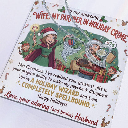 To My Wife Necklace From Husband, Funny Christmas Gift, Holiday Present for Her, My Partner in Crime - Love Knot Necklace-LKN24972