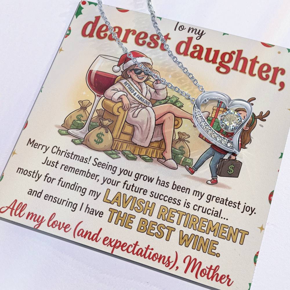 To My Dearest Daughter Necklace From Mother, Funny Christmas Gift, Humorous Xmas Present for Her, Future Success Gift, Love Knot Necklace-LKN56173
