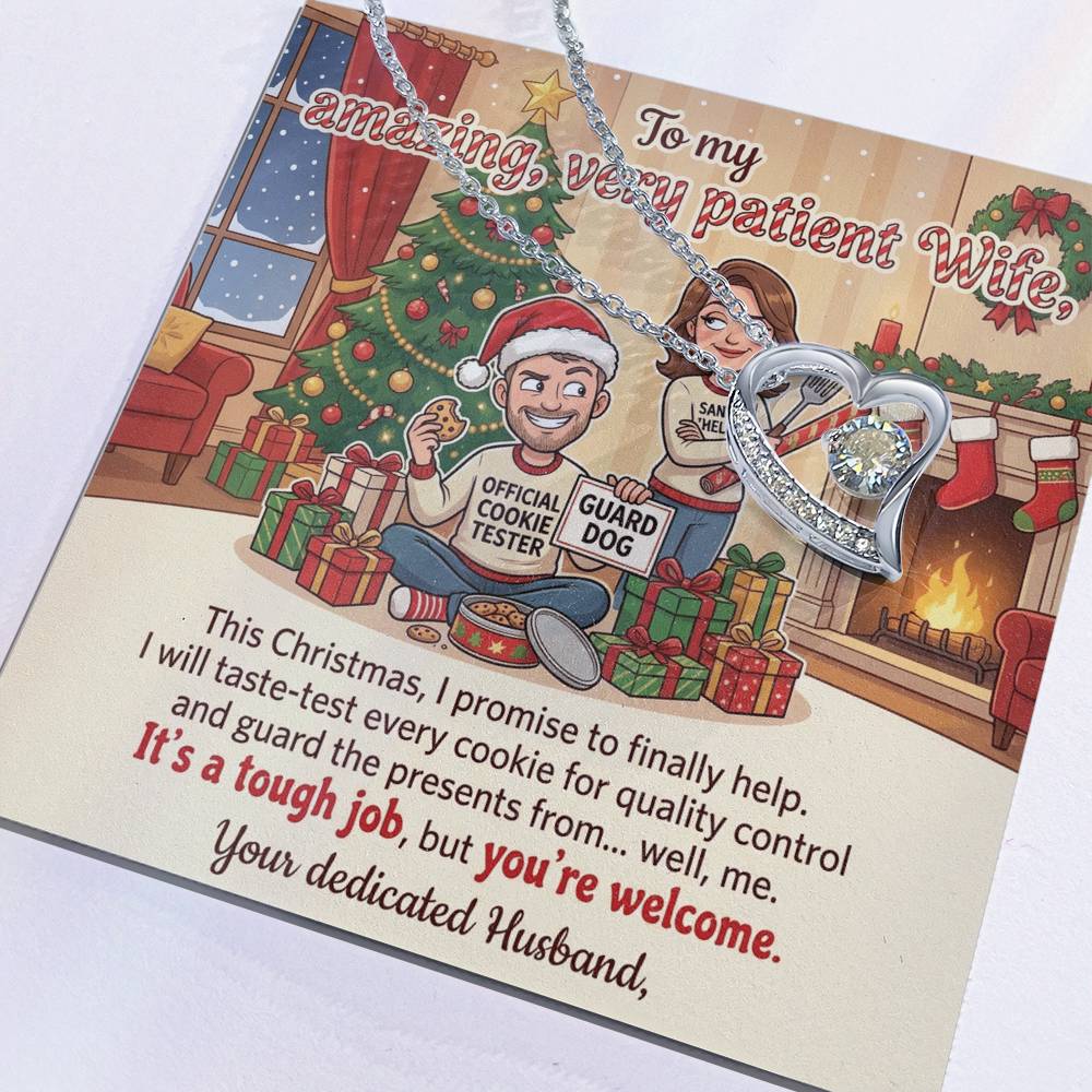 To My Wife Necklace From Husband, Funny Christmas Gift for Her, Holiday Present, Amazing Patient Wife Gift - Love Knot Necklace-LKN70058