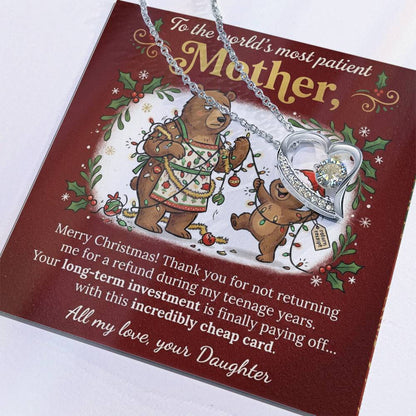 To My Mother Necklace From Daughter, Funny Christmas Gift for Mom, Mother Daughter Jewelry - Love Knot Necklace-LKN38433