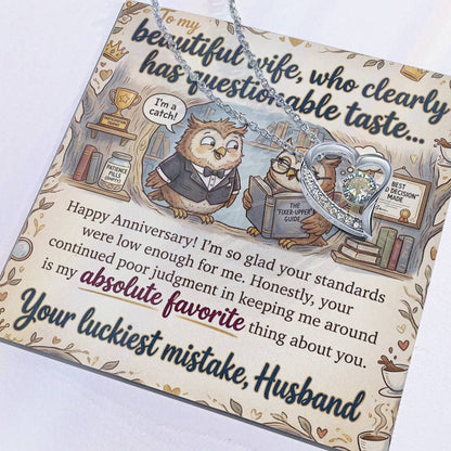 To My Wife Necklace From Husband, Funny Anniversary Gift For Her, Love Knot Necklace-LKN88044