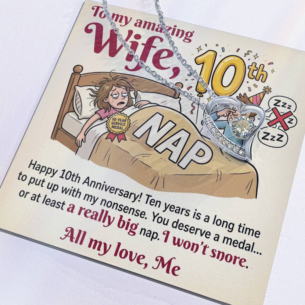 To My Wife Necklace From Husband, Funny 10th Anniversary Gift For Wife - Love Knot Necklace-LKN27220