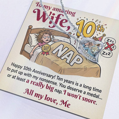 To My Wife Necklace From Husband, Funny 10th Anniversary Gift For Wife - Love Knot Necklace-LKN27220
