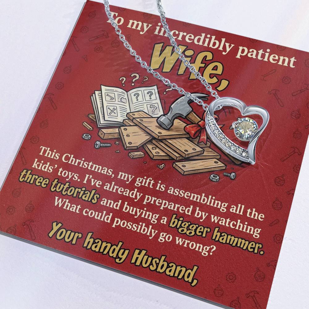 To My Wife Necklace From Husband, Funny Christmas Gift for Wife, Holiday Gift Idea for Her, Husband to Wife Gift - Love Knot Necklace-LKN23522