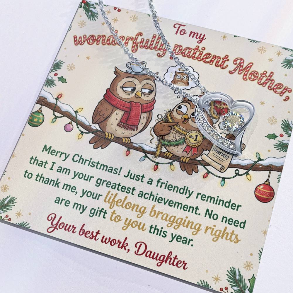 To My Mother Necklace From Daughter, Funny Christmas Gift, Mom Birthday Present, Your Greatest Achievement - Love Knot Necklace-LKN54481