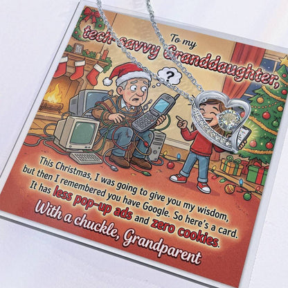 To My Granddaughter Necklace From Grandparent - Funny Christmas Gift, Humorous Tech-Savvy Granddaughter Xmas Present - Love Knot Necklace-LKN45469