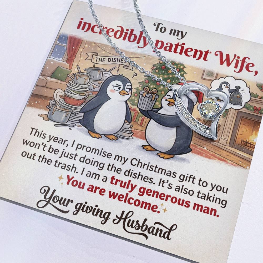 To My Wife Necklace From Husband, Funny Christmas Gift for Incredibly Patient Wife, Love Knot Necklace-LKN13588