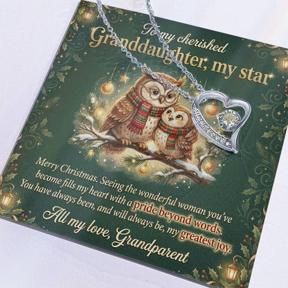 To My Granddaughter Necklace From Grandparent, Merry Christmas Gift, Sentimental Gift for My Star, Greatest Joy - Love Knot Necklace-LKN86139