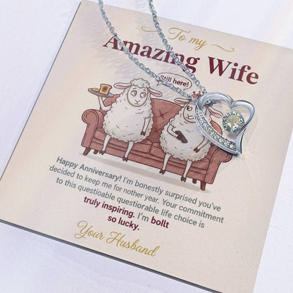 To My Wife Necklace From Husband, Funny Anniversary Gift For Her, Wife Birthday Gift - Love Knot Necklace-LKN50846