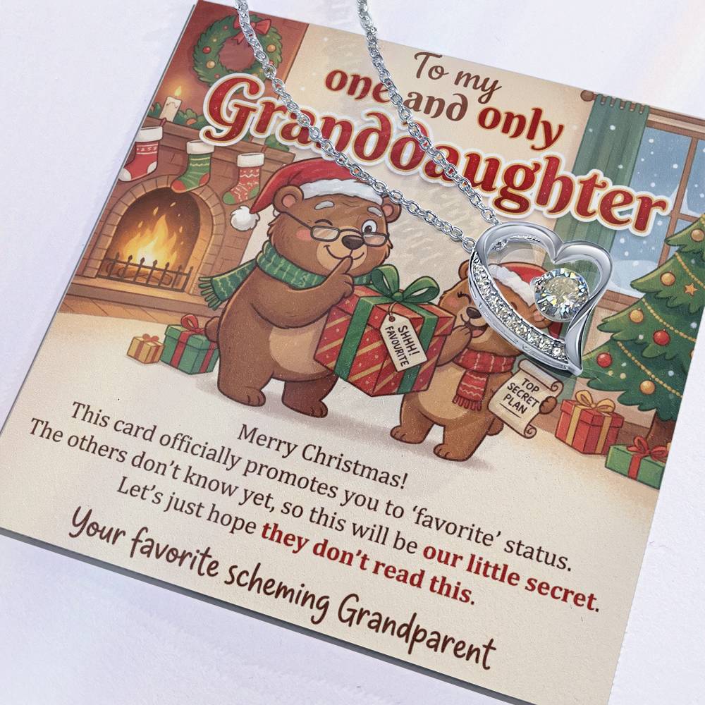 To My Granddaughter Necklace From Grandparent, Favorite Granddaughter Christmas Gift, Holiday Present for Her - Love Knot Necklace-LKN97259