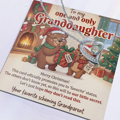 To My Granddaughter Necklace From Grandparent, Favorite Granddaughter Christmas Gift, Holiday Present for Her - Love Knot Necklace-LKN97259