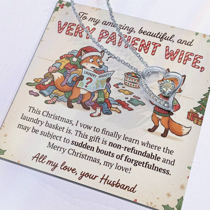 To My Wife Necklace From Husband, Funny Christmas Gift, Humorous Present for Patient Wife, Laundry Joke Gift, Love Knot Necklace-LKN17079