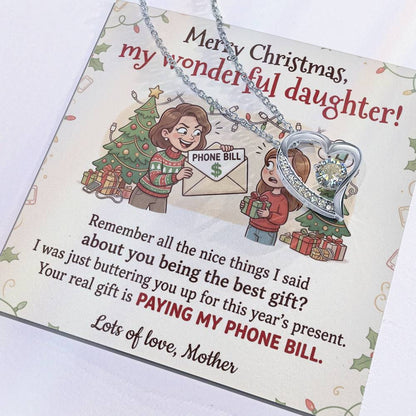 To My Daughter Necklace From Mother, Funny Christmas Gift, Xmas Present For Her, Love Knot Necklace-LKN73271