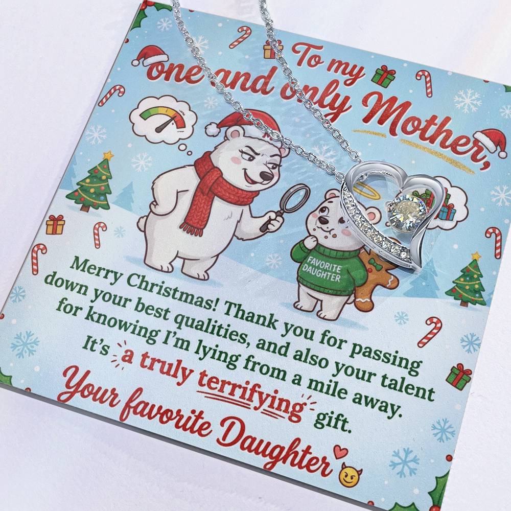 To My Mother Necklace From Daughter, Funny Christmas Gift for Mom, Holiday Present, Mother's Day Gift Idea - Love Knot Necklace-LKN22840