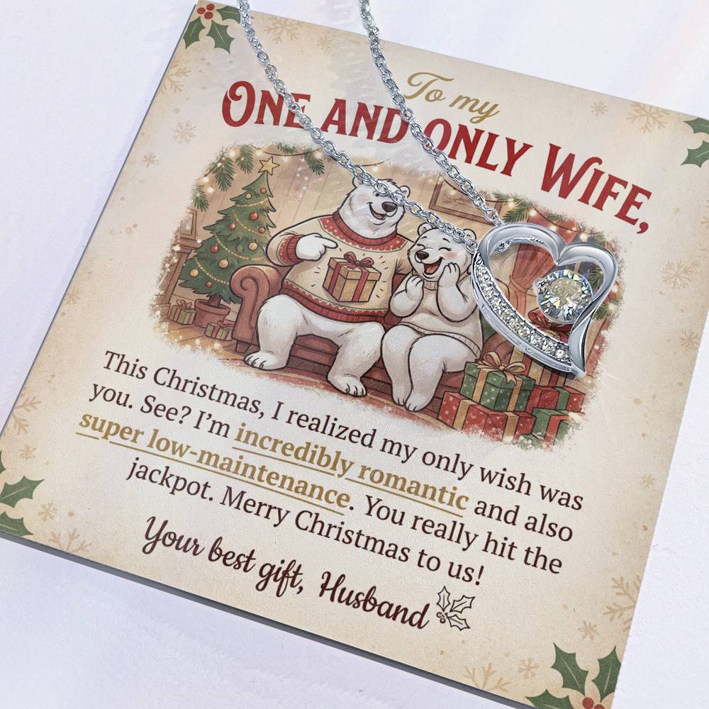 To My One and Only Wife Necklace From Husband, Funny Christmas Gift for Her, Romantic Wife Present, Love Knot Necklace-LKN15984