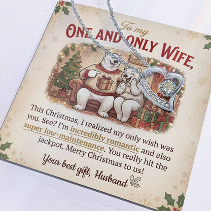 To My One and Only Wife Necklace From Husband, Funny Christmas Gift for Her, Romantic Wife Present, Love Knot Necklace-LKN15984