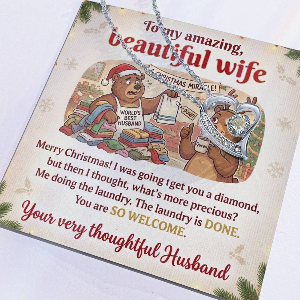 To My Wife Necklace From Husband, Funny Christmas Gift For Her, Humorous Holiday Present - Love Knot Necklace-LKN90290