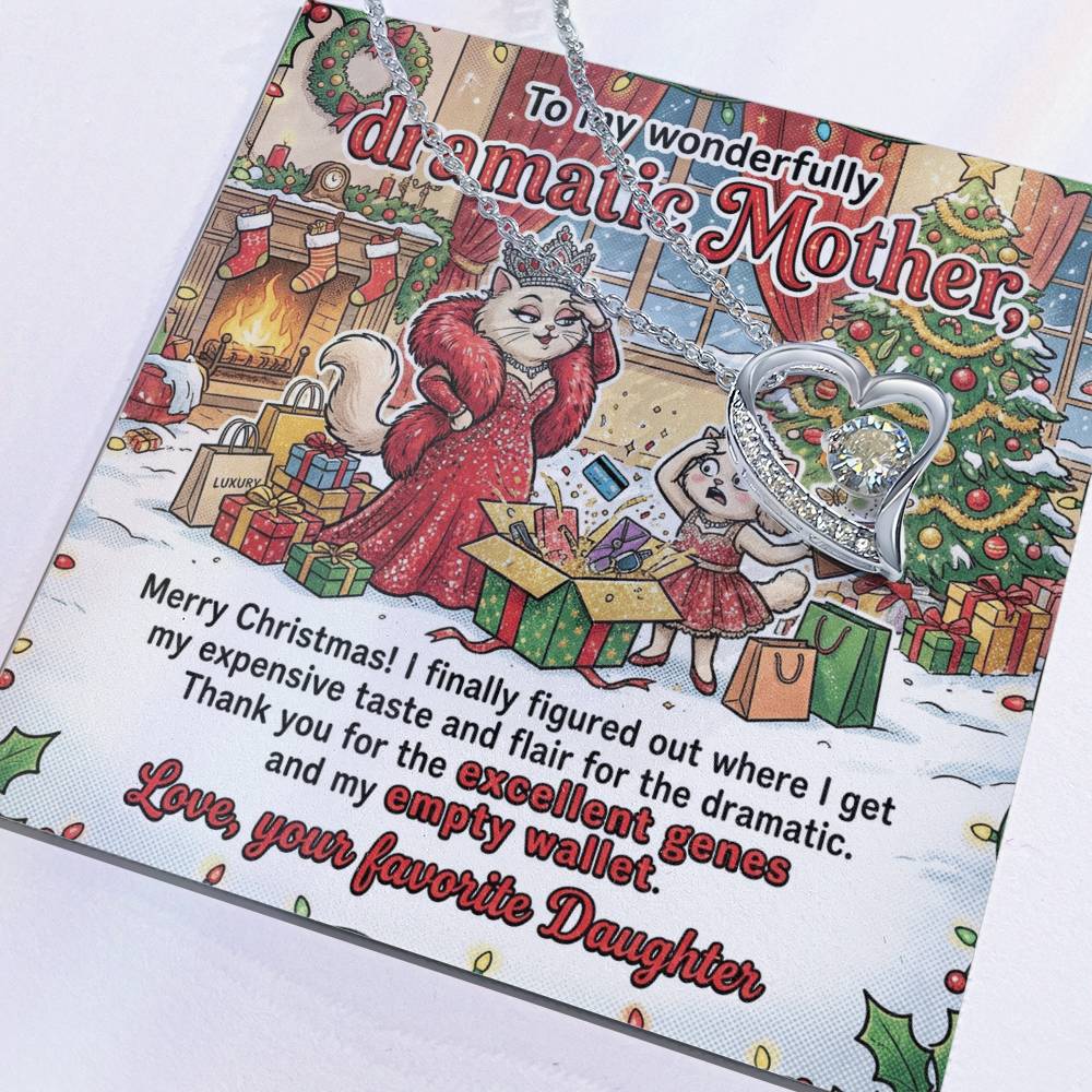 To My Mother Necklace From Daughter, Funny Christmas Gift for Mom, Humorous Holiday Gift, Love Knot Necklace-LKN75094