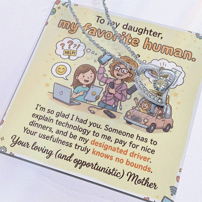 To My Daughter Necklace From Mother - Funny Birthday Gift for Daughter, Christmas Present From Mom, Appreciation Gift - Love Knot Necklace-LKN12314