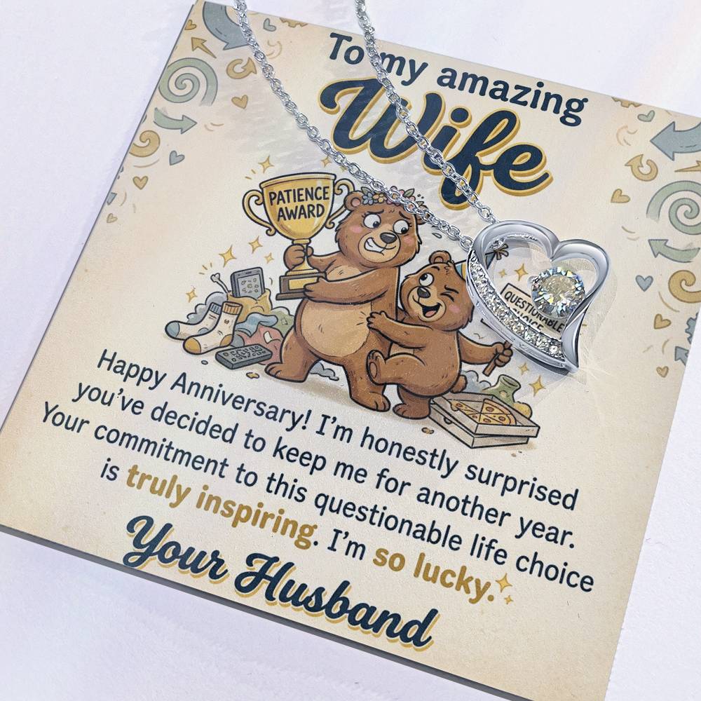 To My Wife Necklace From Husband - Funny Anniversary Gift for Her, Humorous Jewelry Gift from Hubby Love Knot Necklace-LKN44773