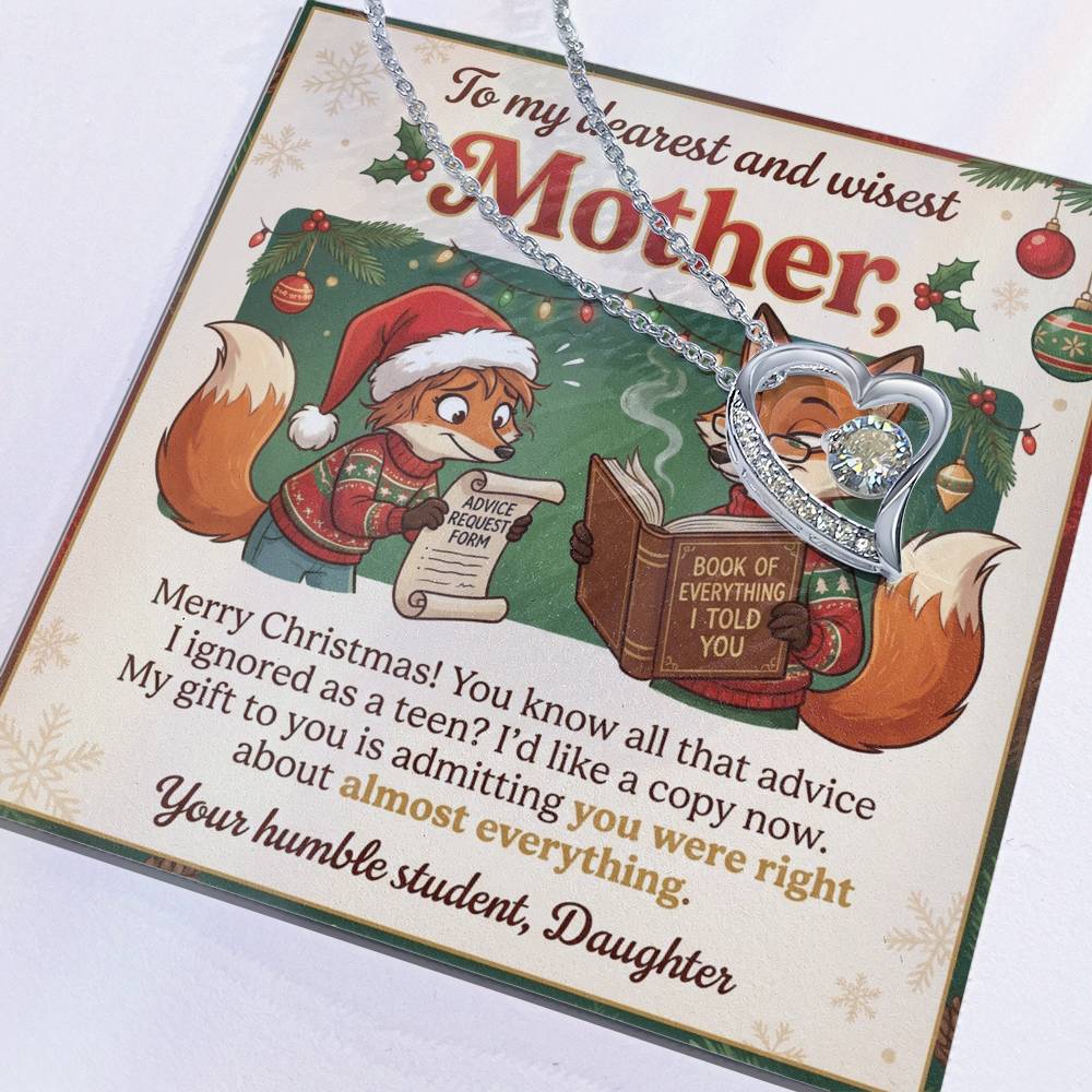 To My Mother Necklace From Daughter, Funny Christmas Gift, Holiday Present for Mom, Gift for Mother, Love Knot Necklace-LKN36053