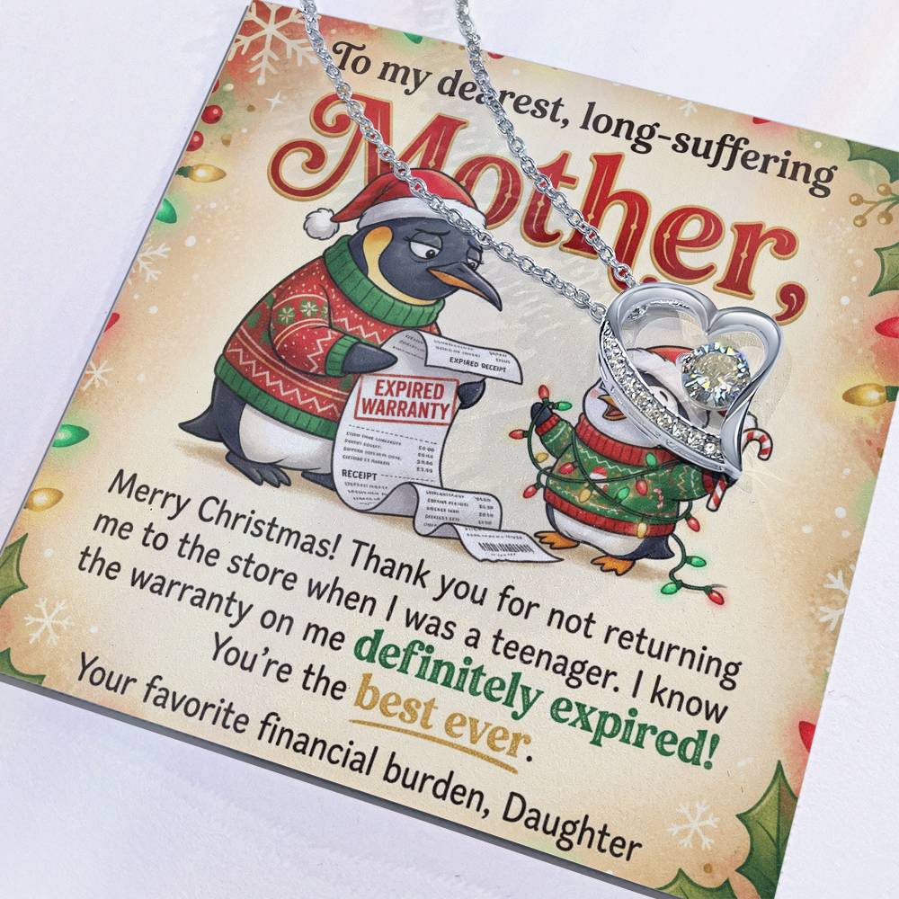 To My Mother Necklace From Daughter, Funny Christmas Gift For Mom, Birthday Present, Best Mom Ever Gift - Love Knot Necklace-LKN75077