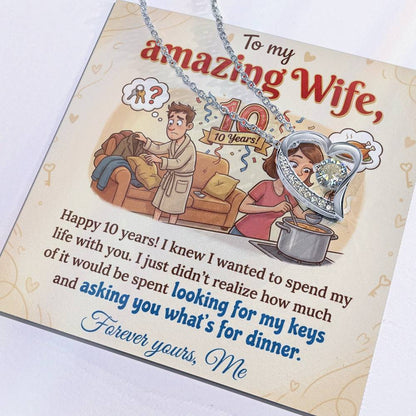 To My Wife Necklace From Me - Funny 10 Year Anniversary Gift for Her - Love Knot Necklace-LKN10687