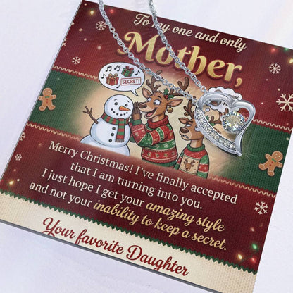 To My Mother Necklace From Daughter, Funny Christmas Gift for Mom, Holiday Present - Love Knot Necklace-LKN61833