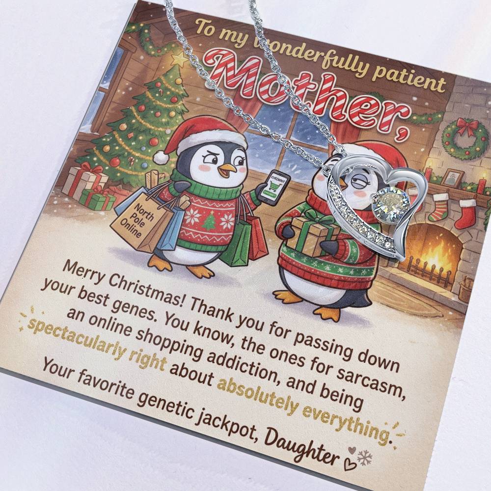 To My Mother Necklace From Daughter, Funny Merry Christmas Gift, Mom Christmas Present, Sarcastic Genes Gift - Love Knot Necklace-LKN81219