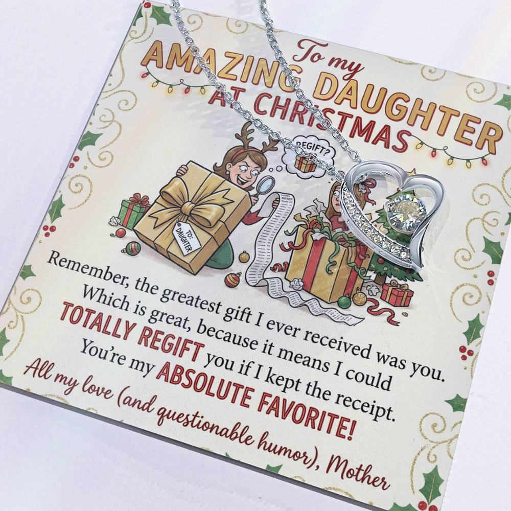 To My Daughter Necklace From Mother - Funny Christmas Gift, Holiday Present For My Absolute Favorite Daughter - Love Knot Necklace-LKN12631
