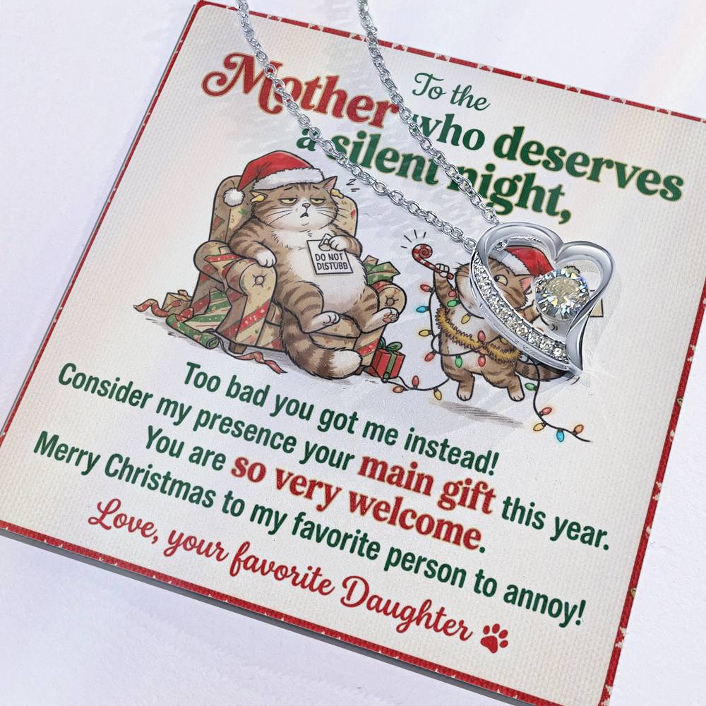 To My Mother Necklace From Daughter, Funny Christmas Gift for Mom, Mom Birthday Gift From Annoying Daughter - Love Knot Necklace-LKN58963