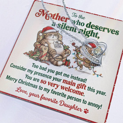 To My Mother Necklace From Daughter, Funny Christmas Gift for Mom, Mom Birthday Gift From Annoying Daughter - Love Knot Necklace-LKN58963