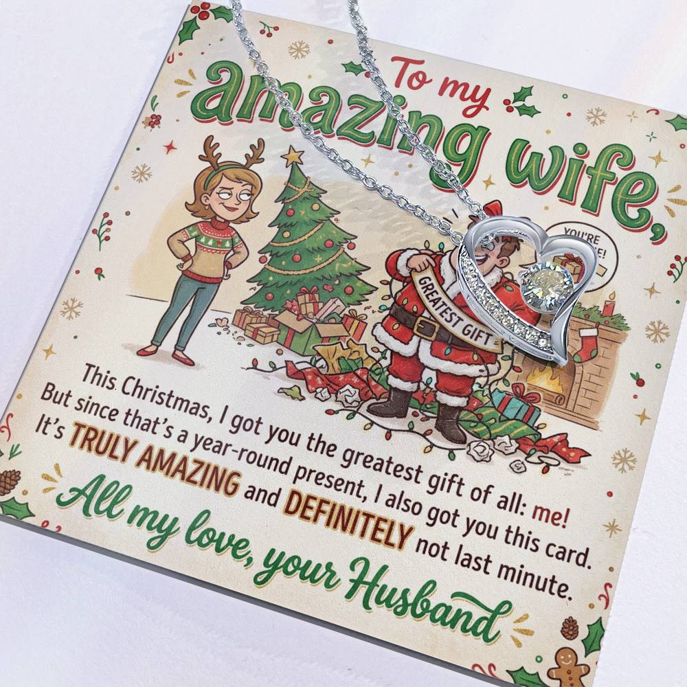 To My Wife Necklace From Husband, Funny Christmas Gift For Her, Xmas Gift For Amazing Wife, Love Knot Necklace-LKN90761