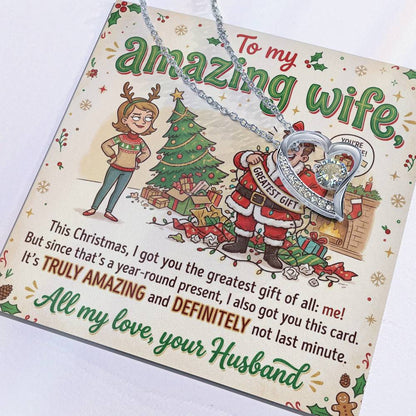 To My Wife Necklace From Husband, Funny Christmas Gift For Her, Xmas Gift For Amazing Wife, Love Knot Necklace-LKN90761