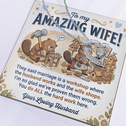 To My Wife Necklace From Husband, Funny Anniversary Gift for Her, Wife Birthday Gift - Love Knot Necklace-LKN49192