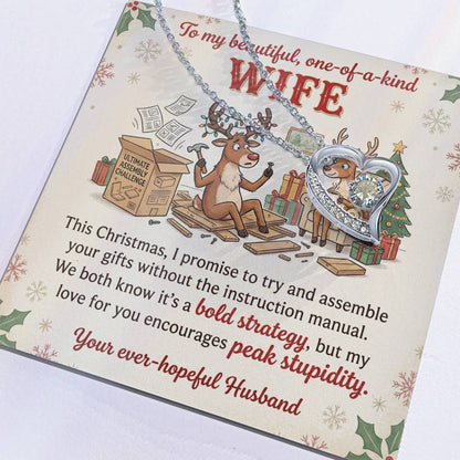 To My Wife Necklace From Husband, Funny Christmas Gift, Holiday Present for Her - Love Knot Necklace-LKN77334