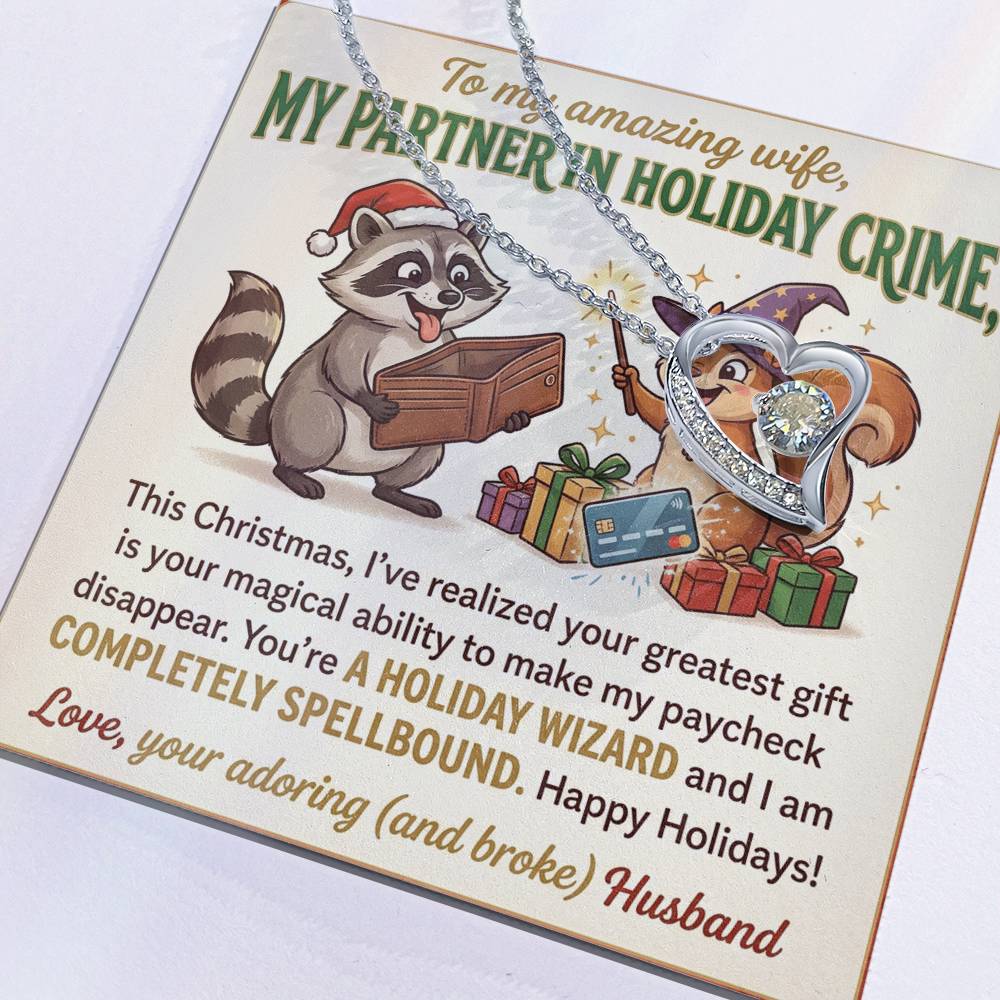 To My Wife Necklace From Husband, Funny Christmas Gift, Partner In Holiday Crime, Love Knot Necklace-LKN99813